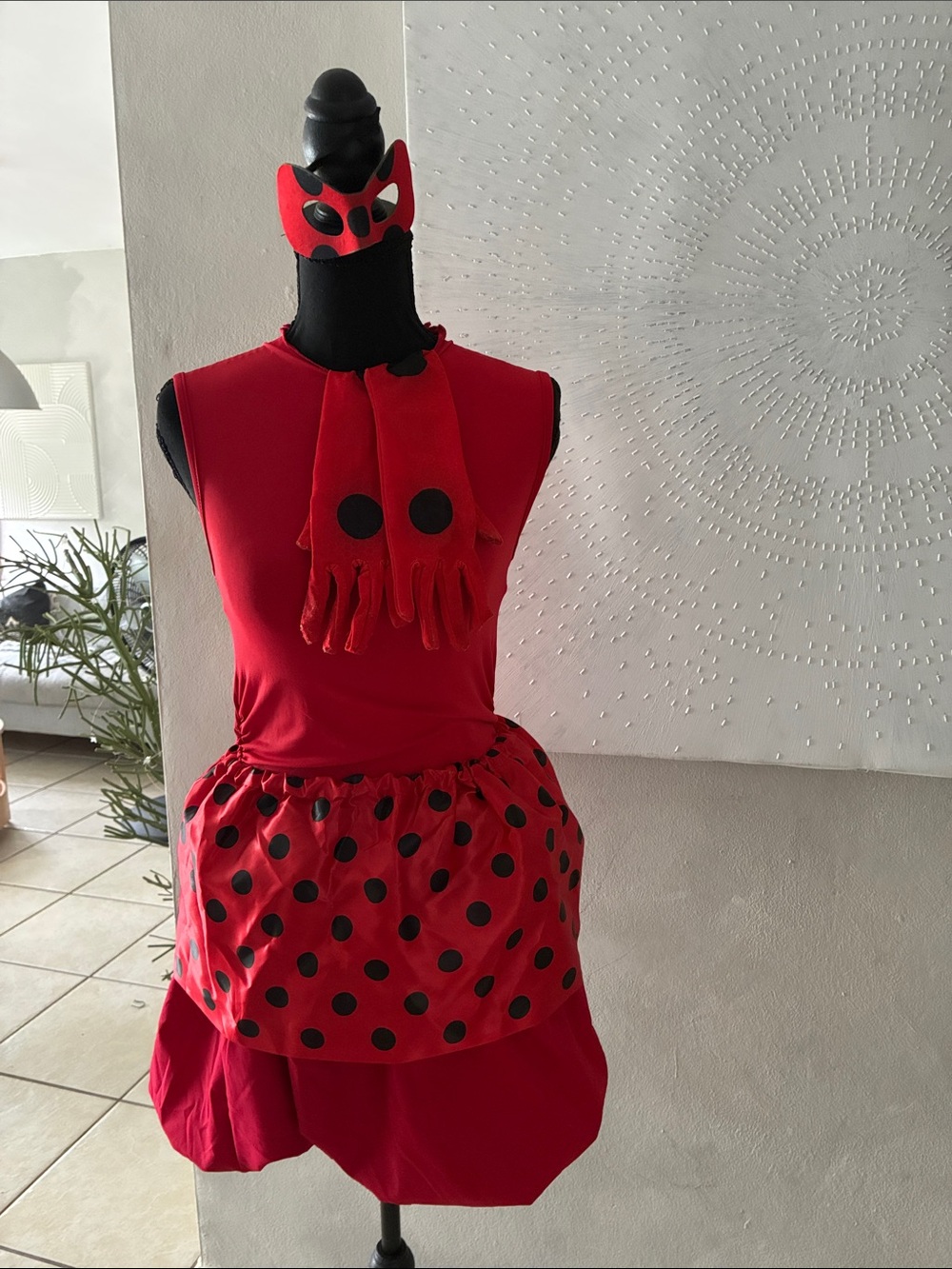 Kids Red Ladybug Costume with Black Spots